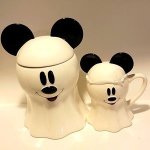 Very rare mickey mouse ghost cookie jar and mickey mouse ghost mug both are new